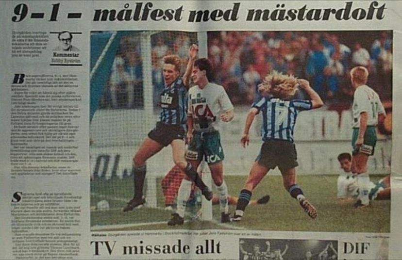 Tidningsartikel efter rekordsegern med 9-1 mot Hammarby